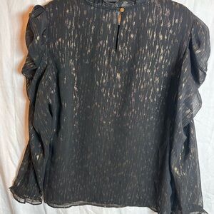 DKNY Long Sleeve Ruffle Neck Blouse